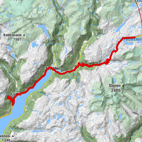 Skjolden - Grøtsholet - Fortun kyrkje - Dale kyrkje