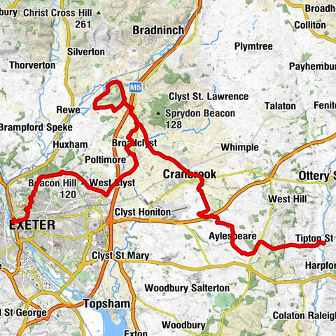 Tipton St John - Cranbrook - Beacon Hill - Exeter St Davids