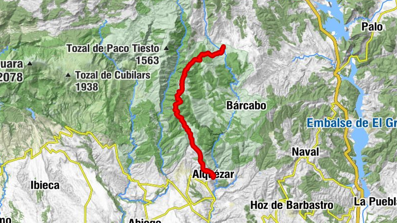 Alquézar - San Pelegrin - Castiello d'os Santos / A Creu - Paules de Sarsa