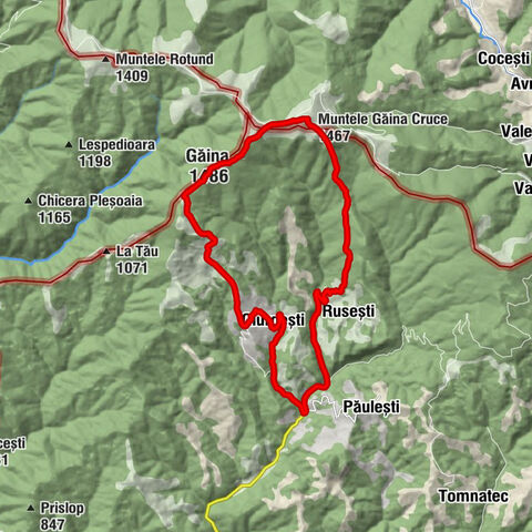 Bulzeștii de Sus - Giurgești - Găina - Muntele Găina Cruce