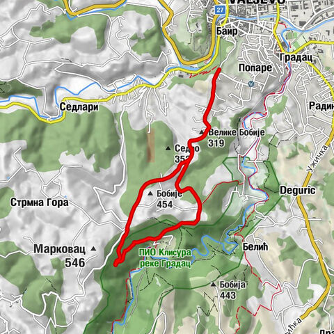Ваљево - Велике Бобије - Седлари