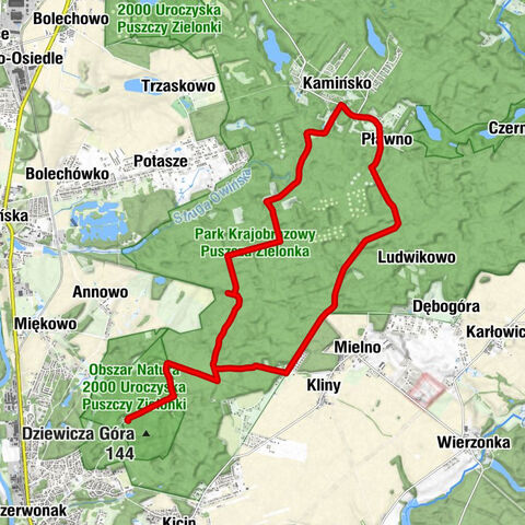 Dziewicza Góra - Kamińsko - Pławno