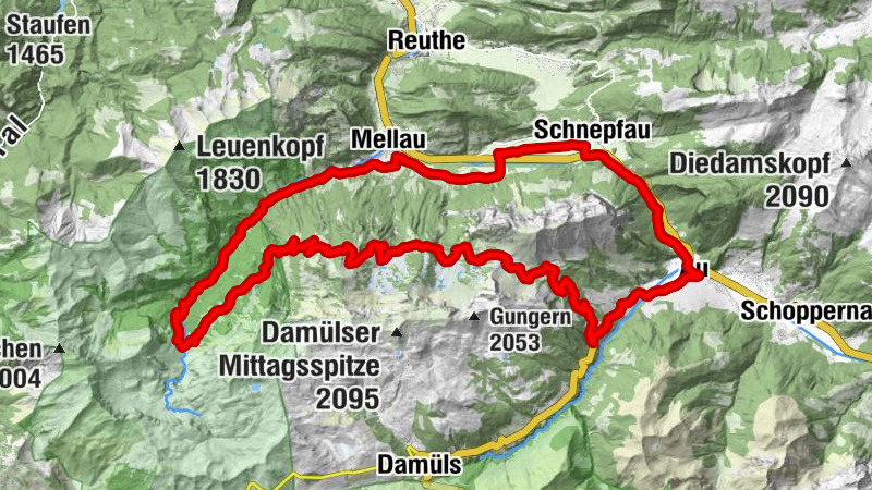 Mellau - Mellental - Rossstelle - Au - Mellau