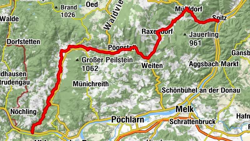 Southern Waldviertel cycling route