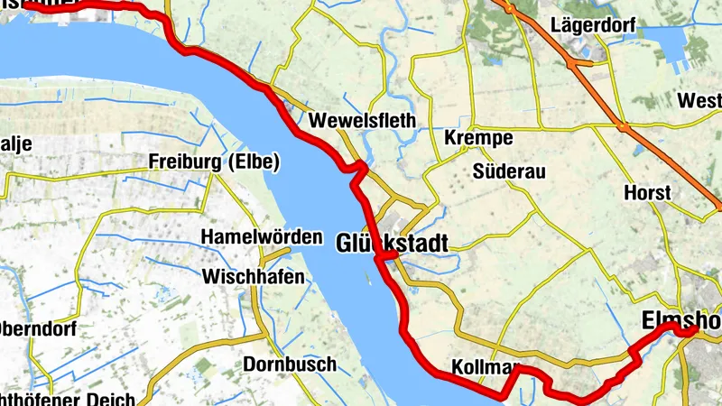 Nordseeküsten-Radweg Etappe 12 - Elmshorn bis Brunsbüttel