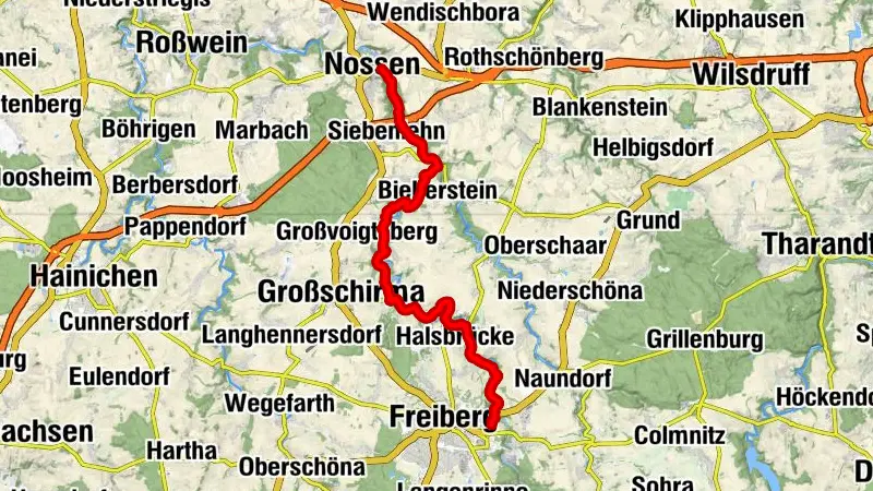 Mulderadweg - Abschnitt Freiberg bis Nossen (Freiberger Mulde)