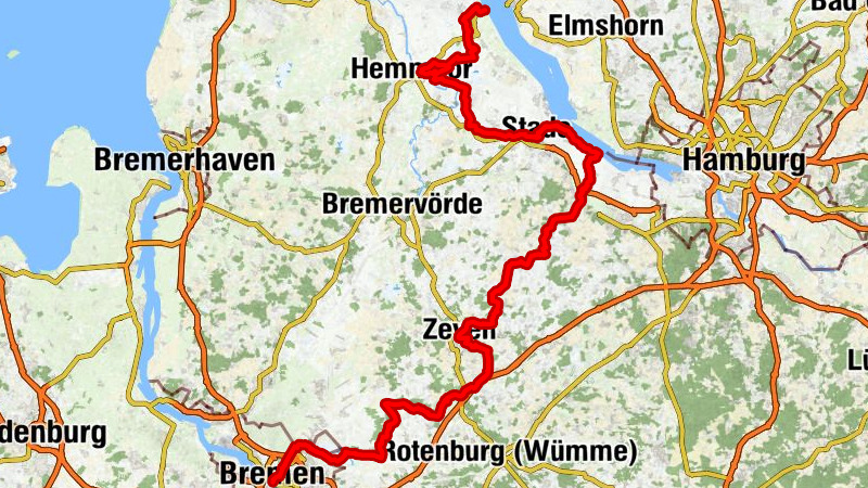 Mönchsweg: Abschnitt in der Urlaubsregion Altes Land am Elbstrom