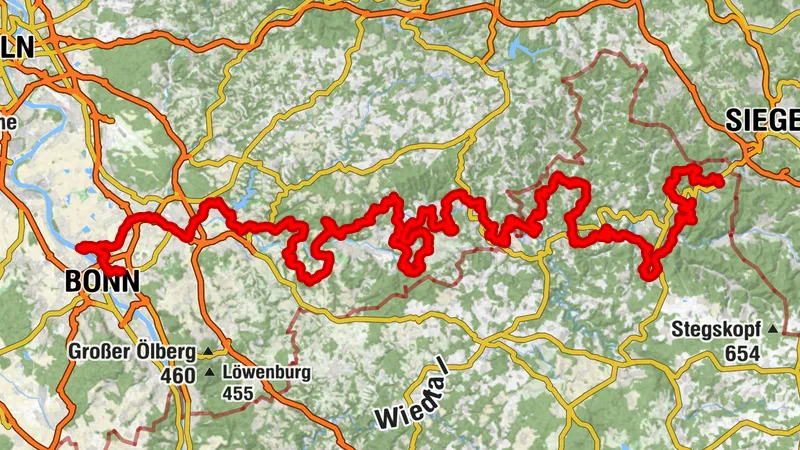 Natursteig Sieg | Gesamtstrecke mit Rheinanbindung