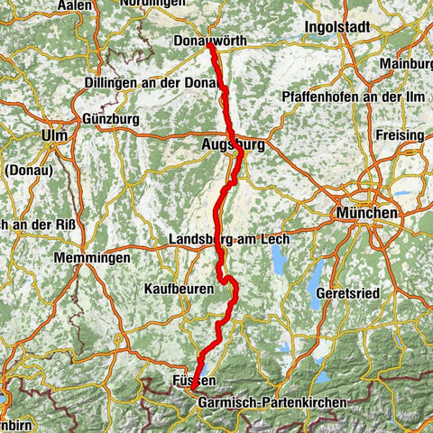 Fernradweg Via Claudia Augusta in Bayern