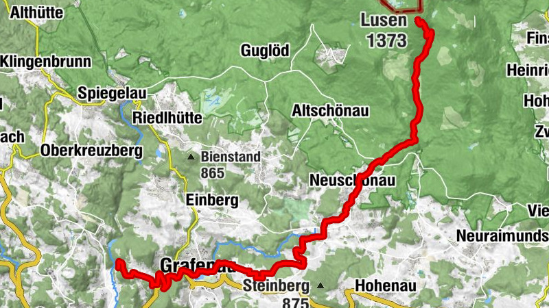 Wanderlinie Rippenfarn (Grafenhütt - Lusen)