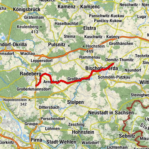 Sächsischer Jakobsweg an der Frankenstraße (Teilstück Westlausitz)