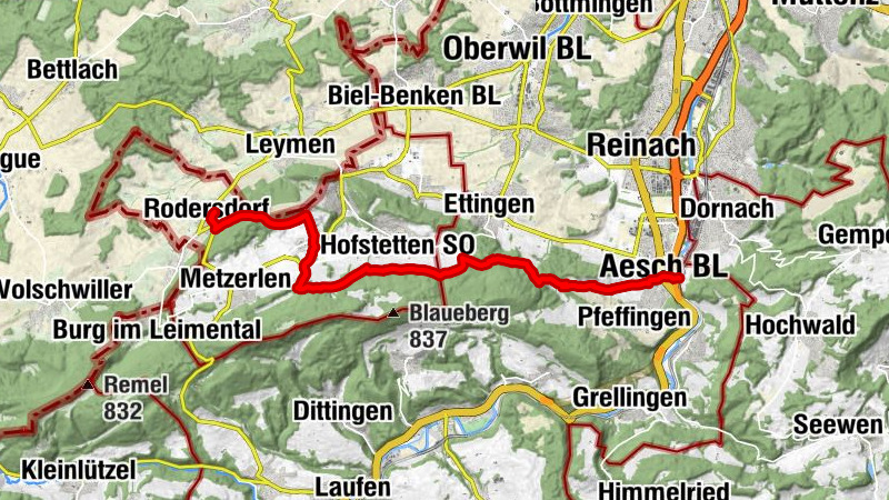 Interregio-Wanderweg Etappe 7: Aesch – Rodersdorf