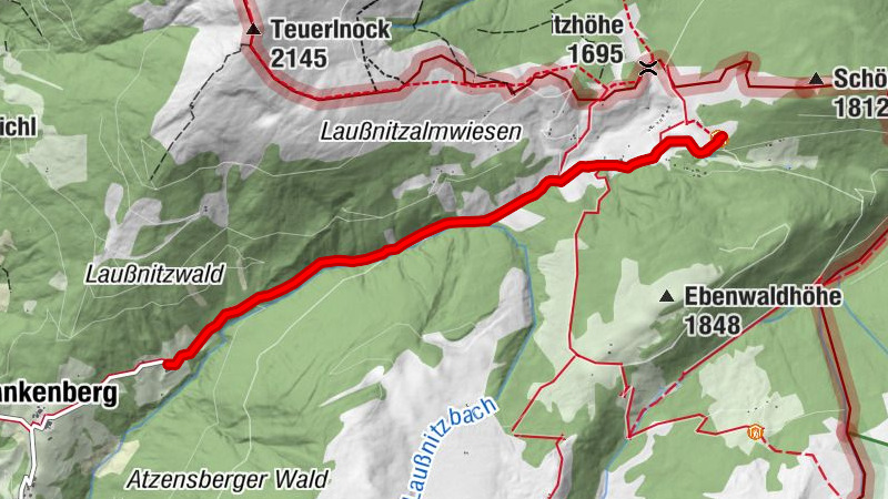 Anstieg Neue Bonner Hütte im Winter vom Parkplatz Bauer Sampl