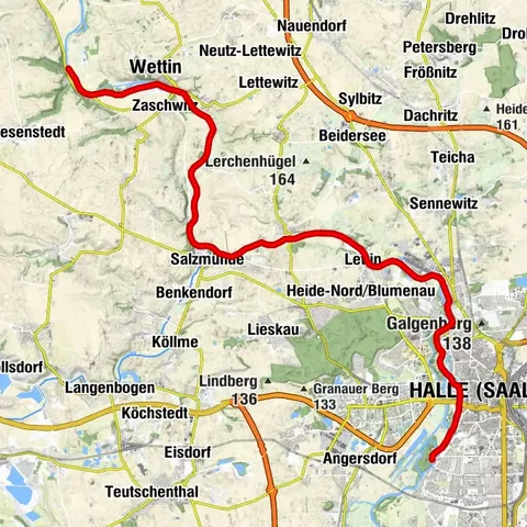 Saale - Etappe 15 am Blauen Band - Von Halle nach Kloschwitz