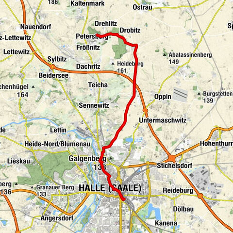 von Halle (Saale) bis zum Petersberg