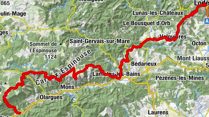 ITINERARY ON GR®7 MONTAGNES DU CAROUX, 4 DAYS