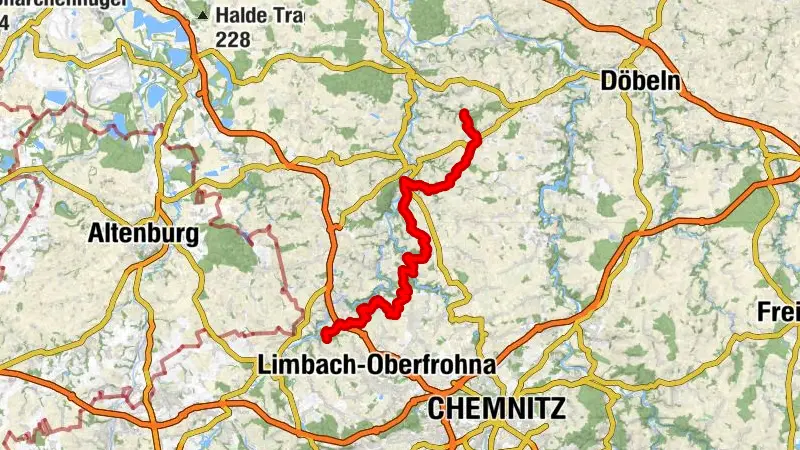 Fernreitroute durch das Rochlitzer Muldental