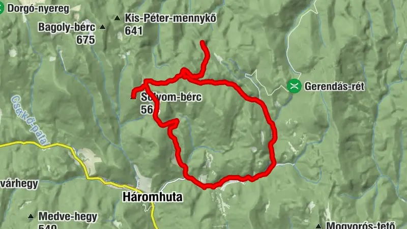 Újhuta -Kerek-kő-Sólyombérc-Újhuta