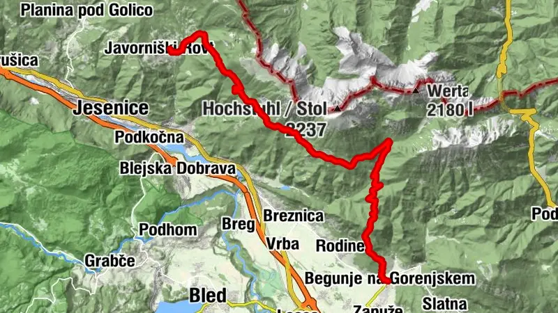 Begunje - Kališča - Dom Pristava v Javorniškem Rovtu - Javorniški Rovt