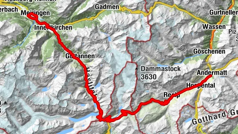 Rennradtour von Meiringen über Furka- und Grimselpass nach Andermatt via Guttannen