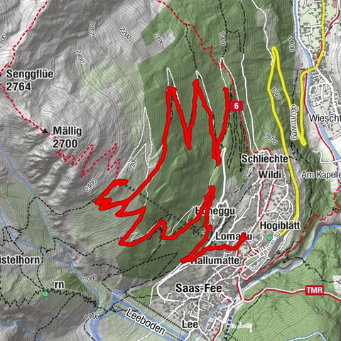 Saas Fee - Bärenfalle - Melchboden - Hannigalp