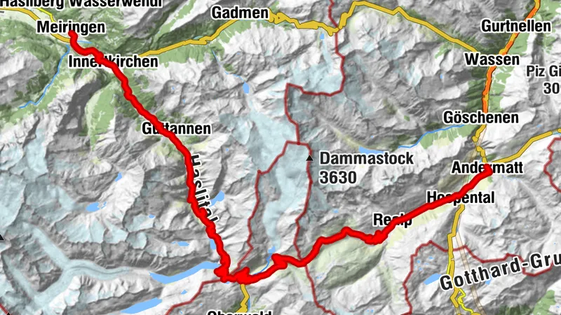 Route «1291» Etappe 3: Andermatt – Meiringen