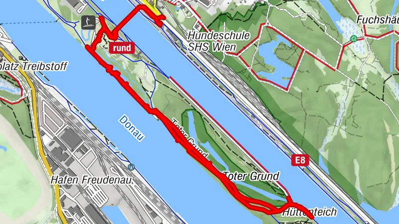 Rundwanderweg Donauinsel, Steinspornbrücke - Totergrund - Steinspornbrücke, Wien 1220/Österreich