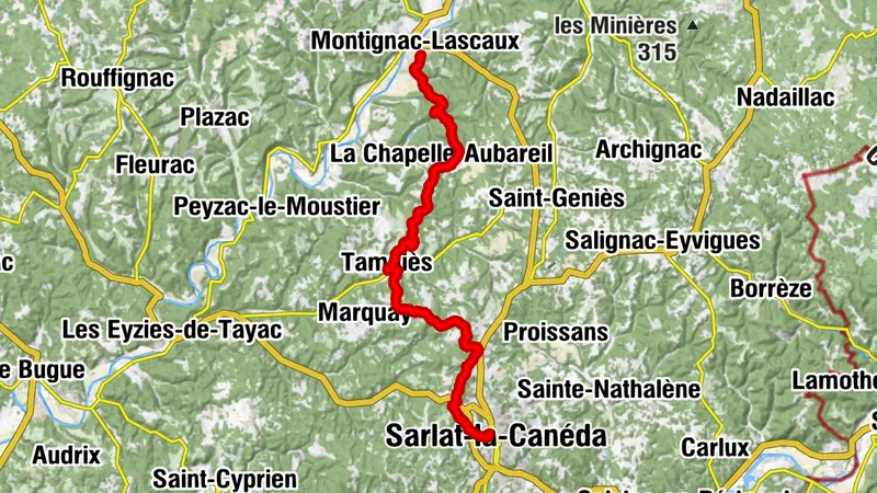 Itinéraire de mobilité Sarlat - Montignac-Lascaux