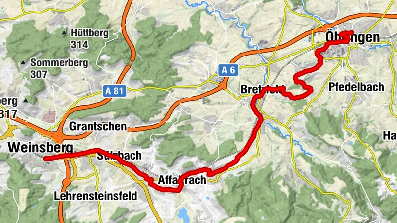 Etappe Öhringen - Weinsberg | Württemberger Weinradweg