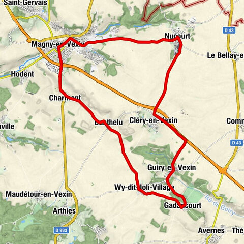 Bike route around the Cross pattée