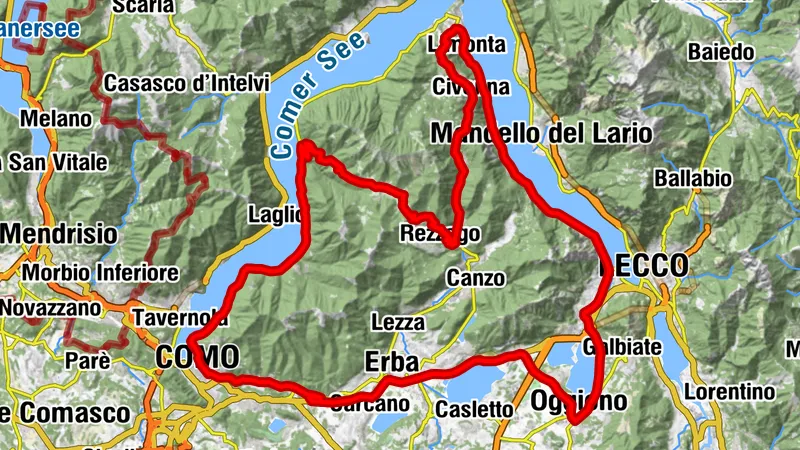 Salita del Ghisallo (da Bellagio): km 10,7
Dislivello: 522 metri
Pendenza media: 5,2% (max: 14% - mulini del Perlo)

Colma di Sormano (da Maglio, con Muro di Sormano): 9,6 km
Dislivello: 627 metri
Pendenza media: 6,5% (max: 14% - mulini del Perlo)

Variante MURO DI SORMANO
Lunghezza 1900 m
Pendenza media: 14%
Pendenza massima: 22%