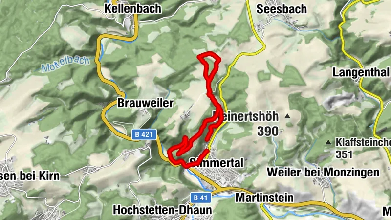 Simmertal, Bernadiner Hütte , Simmertaler Lehrpfad , Campingplatz , Bergmühle , Simmerbach Rundweg