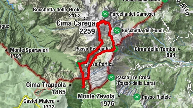Rifugio Pertica, Cima Carega e Rifugio Scalorbi da Rifugio Revolto