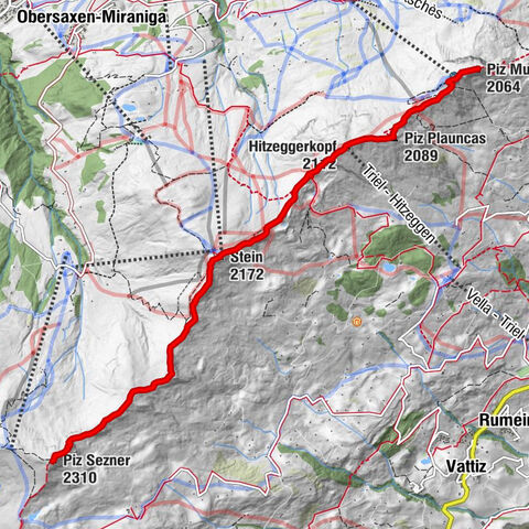 Panoramic route between Piz Mundaun and Péz Sezner