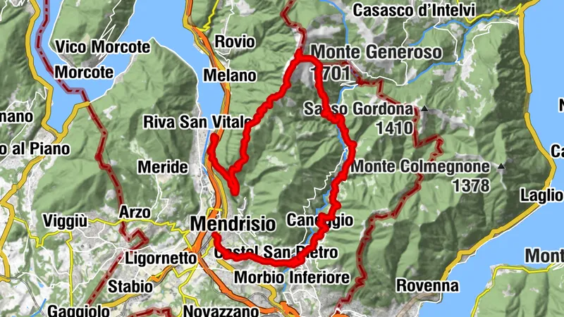 Sentiero Lago di Lugano - Stage 9: Riva S. Vitale (M. Generoso) - Mendrisio (SwitzerlandMobility 52)