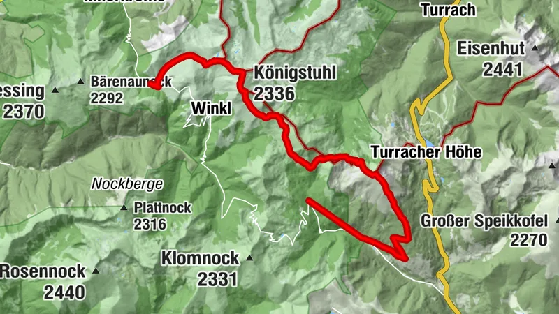 Dreigipfeltour : Rinsennock 2334 m- Karlnock 2310 m  - Königstuhl 23 36