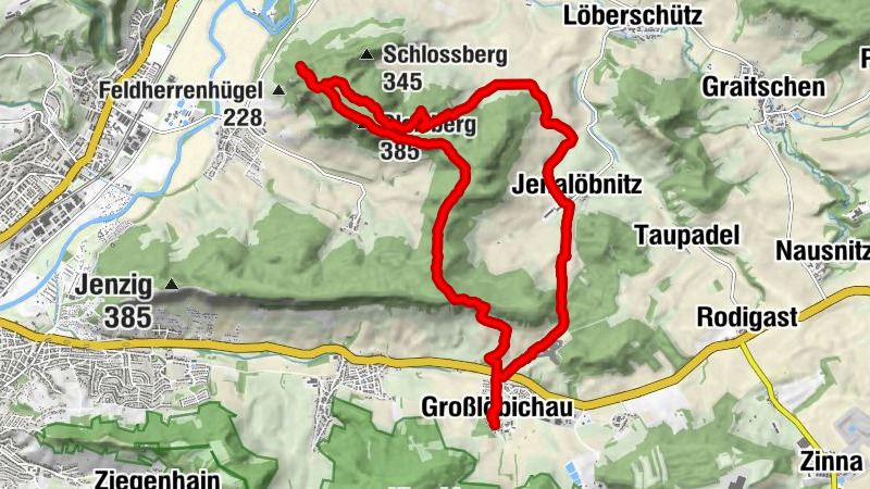 GL - Jenalöbnitz - Königsstuhl - Kunitzburg - Hufeisenweg - GL
