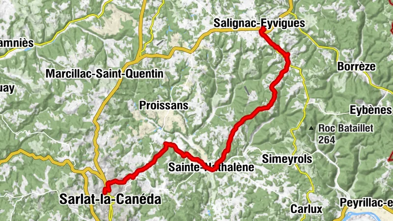 Itinéraire de mobilité Sarlat - Les Jardins d'Eyrignac - Salignac-Eyvigues