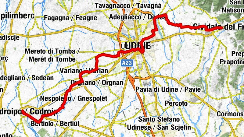 FVG4 Plain Cycle Route from Codroipo to Cividale del Friuli (C402)