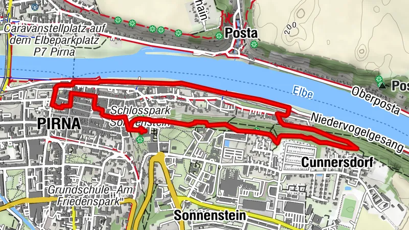 Pirna: Canalettoweg mit Sonnenstein