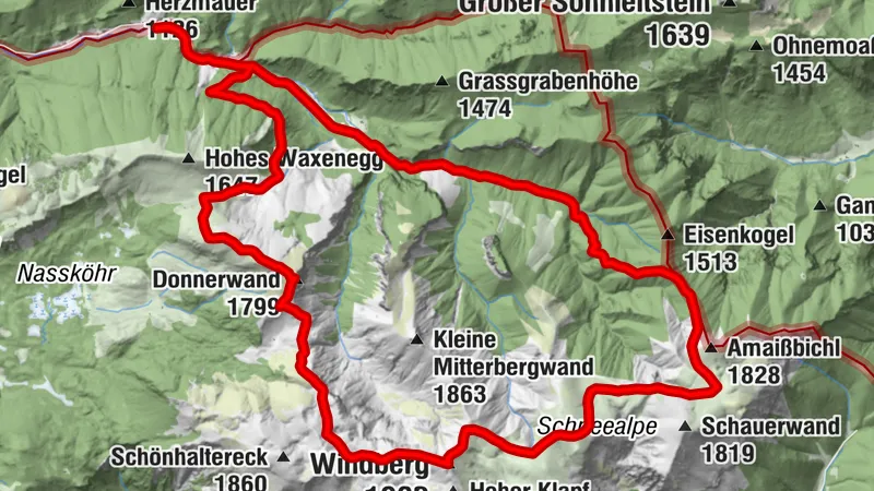 Taborsattel – Donnerwand - Windberg - Baumtal