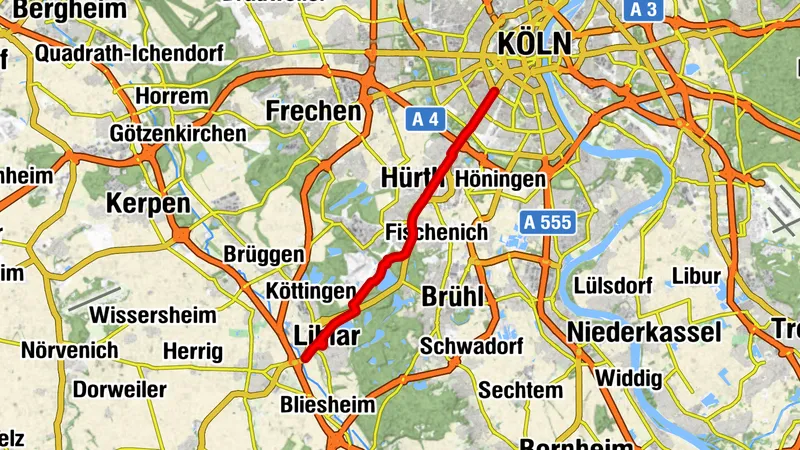 Agrippastraße Etappe 1: Köln bis Erftstadt