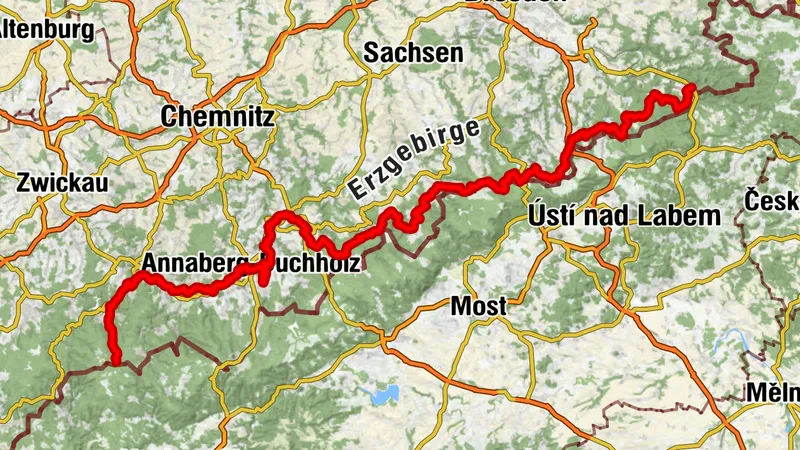 Saxon Central Uplands long-distance cycle route between Schöna and Eibenstock