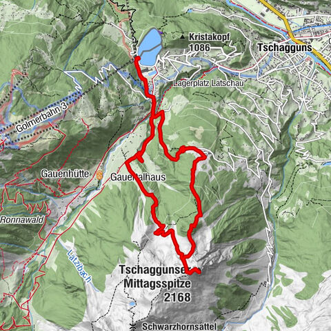 Mountain route to the Tschaggunser Mittagspitze (from Latschau)