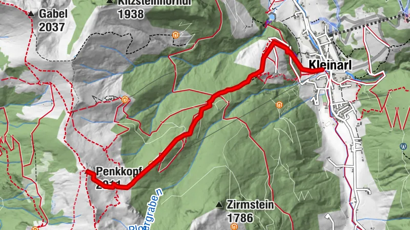 Penkkopf via Kleinarler hut from Kleinarl