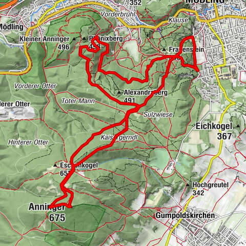 Anninger über Husarentempel auf die Wilhelmswarte