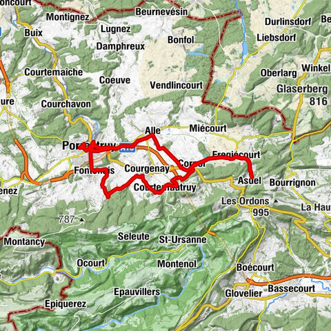 Bike: Asuel - Fregiecourt - Colone - Porrentruy (Route Bike708)